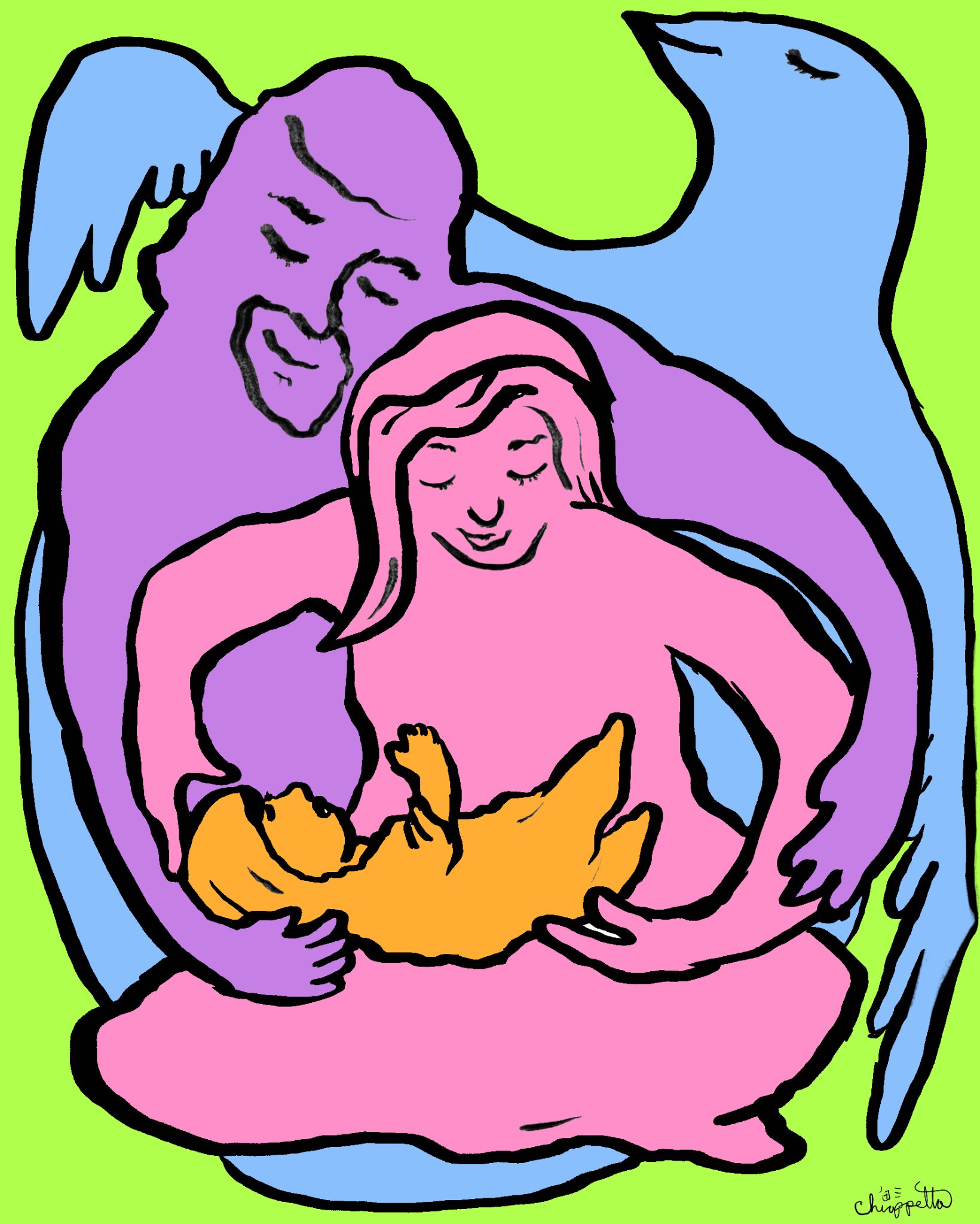 Holy Family is rare digital art by Joe Chiappetta